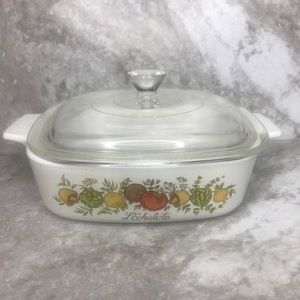 Corning Ware Spice of Life  L'Echalote  1 Quart Casserole Dish A-1-B w Lid D-13